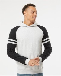JERZEES 97CR Unisex NuBlend Varsity Colorblocked Raglan Hooded Sweatshirt – 8 oz. Unisex pullover hoodie | S–3XL
