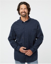 DRI DUCK 4450 Men’s Craftsman Woven Long Sleeve Shirt – 4.1 oz. 58/40/2 Cotton/Polyester/Spandex Ripstop | Garment Washed | 2-Way Stretch
