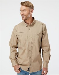 DRI DUCK 4450T Men’s Tall Craftsman Woven Long Sleeve Shirt – 4.1 oz. 58/40/2 Cotton/Polyester/Spandex Ripstop | Garment Washed | Tall