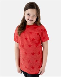 Code Five 2229 Youth Star Print T-Shirt - 4.5 oz. 60/40 Combed Ring-Spun Cotton/Polyester Vintage Fine Jersey Youth Star Print Tee | XS-XL