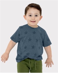 Code Five 3029 Toddler Star Print T-Shirt - 4.5 oz. 60/40 Combed Ring-Spun Cotton/Polyester Vintage Fine Jersey Toddler Star Print Tee | 2T-5/6