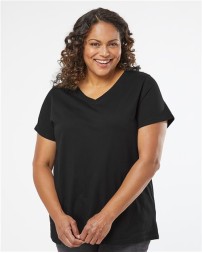 LAT 3817 Women's Curvy Collection Fine Jersey V-Neck Tee – Women's (Curvy) 4.5 oz./yd² Short-Sleeve T-Shirt | 1 (14/16) – 4 (26/28)