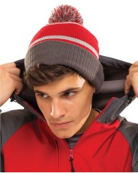 Holloway 223816 8½ Reflective Knit Beanie – Two-Layer 100% Acrylic Knit Beanie with Reflective Stripes and Pom | One Size