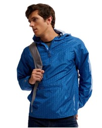 Holloway 229554 Men's Range Hooded Packable Quarter-Zip Jacket – Micron™ Polyester Wind/Water-Resistant Packable Quarter-Zip | S–4XL