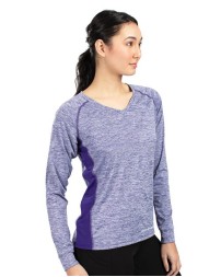 Holloway 222770 Women's Electrify CoolCore Long Sleeve V-Neck T-Shirt – 4.25 oz. 87/13 Poly/Elastane Heathered UPF 50+ Long Sleeve