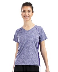 Holloway 222771 Women's Electrify CoolCore V-Neck T-Shirt – 4.25 oz. 87/13 Poly/Elastane Heathered UPF 50+ Women's Tee | XS–2XL