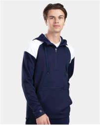 Holloway 222584 Limitless Quarter-Zip Hooded Pullover – Men's 100% Polyester Dry-Excel Wicking Double Knit Hooded Quarter-Zip