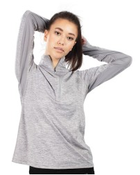 Holloway 222774 Women's Electrify CoolCore Quarter-Zip Pullover – 4.25 oz. 87/13 Poly/Elastane Heathered UPF 50+ Ladies' Quarter-Zip