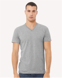 BELLA + CANVAS 3005CVC Unisex Heather CVC V-Neck Tee – 4.2 oz. 52/48 Airlume Cotton/Poly Heather V-Neck Short-Sleeve Tee | XS–3XL