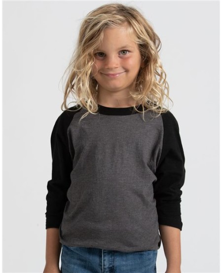 Tultex 245Y Youth Raglan T-Shirt – 4.5 oz. 100% USA Cotton Contrast Raglan | XS–XL