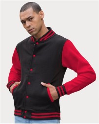 AWDis JHA043 Letterman Jacket – Unisex 9.8 oz. Heavyweight Cotton-Rich Varsity-Style Press-Stud Jacket | S–3XL