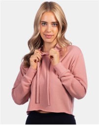 Next Level 9384 Women's Laguna Sueded Raw Edge Crop Hoodie Sweatshirt – 8.3 oz. 60/40 Cotton/Poly Fleece Women's Crop Hoodie | XS–2XL