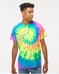 Colortone 1000 Unisex Multi-Color Tie-Dyed T-Shirt - 5.3 oz. 100% Heavyweight Cotton Classic Fit Tie-Dye Tee | S-5XL
