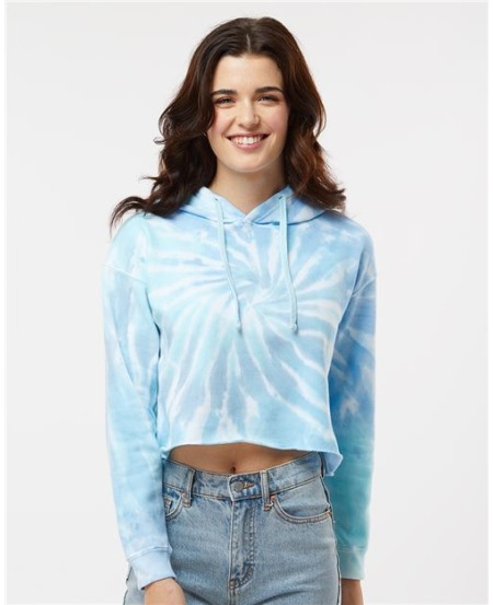 Colortone 8333 Women's Tie-Dyed Crop Hooded Sweatshirt - 6.5 oz. 60/40 Ring-Spun Cotton Face/Polyester Women's Crop Hoodie | XS-L