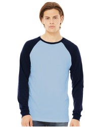 BELLA + CANVAS 3000 Men's Long Sleeve Jersey Baseball Tee – 4.2 oz. Airlume Cotton Contrast Raglan Long-Sleeve Baseball Tee