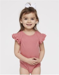 Rabbit Skins 4439 Infant Flutter Sleeve Baby Rib Bodysuit – 5 oz. 100% CRSC 1x1 Baby Rib | 6M–18M