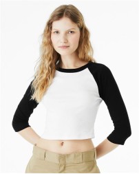 BELLA + CANVAS 1200 Women's Micro Rib 3/4 Raglan Baby Tee – 5.4 oz. 52/48 Airlume Cotton/Poly Micro Rib Raglan Tee | XS–2XL