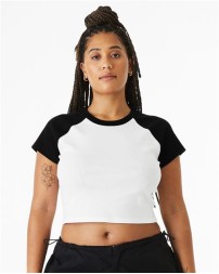BELLA + CANVAS 1201 Women's Micro Rib Raglan Baby Tee – 5.4 oz. 52/48 Airlume Cotton/Poly 1x1 Micro Rib Cap-Sleeve Raglan Baby Tee | XS–2XL