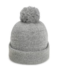 Imperial 6015 The Mammoth Cuffed Beanie – 70/30 Acrylic/Polyester Heathered Mohair Grey Fleece Lining Pom Beanie | One Size