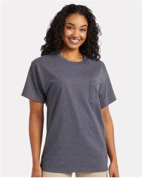 Hanes 5290P Essential-T Pocket T-Shirt – Unisex 5.2 oz. Cotton Tee with Left Chest Pocket | S–3XL
