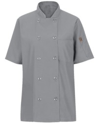 Chef Designs 045X Women's Mimix Short Sleeve Chef Coat with OilBlok - 65/35 Poly/Cotton OilBlok Ripstop + MIMIX Flex Panels Women's Short Sleeve | XS-3XL