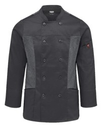 Chef Designs 053W Women's Deluxe Airflow Chef Coat - 65/35 Poly/Cotton Twill with 100% Poly Stretch Panels Women's Double-Breasted Chef Coat | XS-3XL
