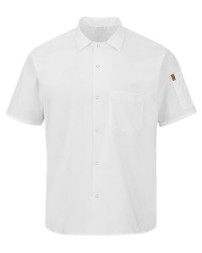 Chef Designs 502X Mimix Short Sleeve Cook Shirt with OilBlok - 65/35 Poly/Cotton OilBlok Ripstop + 100% Poly Flex Panels Men's Cook Shirt | S-5XL