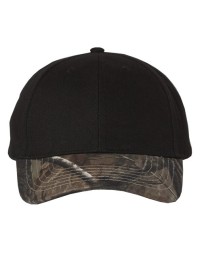 Kati LC25 Solid Crown with Camo Bill Cap – Unisex cap (6-panel structured) | One Size Fits Most