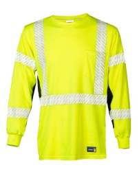 Kishigo F506 Unisex FR Long Sleeve T-Shirt – Unisex Flame-Resistant Long-Sleeve T-Shirt | M–5XL (regular); tall version is F506T | ANSI/ISEA 107 Type R Class 3 | NFPA 70E-2012 | ASTM F1506 | CAT 2 | A