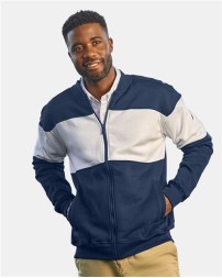 Nautica N17928 Unisex Anchor Fleece Colorblocked Bomber Jacket – Unisex 8.3 oz./yd², 60/40 cotton/polyester merc | XS–4XL