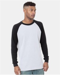 Bayside 8211 Men's USA-Made Heavyweight Waffle Knit Thermal Raglan T-Shirt – 7.5 oz. 100% Combed Ring-Spun Cotton Raglan Thermal | S–3XL