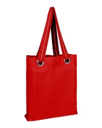 Q-Tees Q1630 Large Grommet Tote – 12 oz. Heavy Canvas with Striped Web Handles and Large Grommets