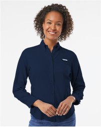 Columbia 212465 Womens PFG Tamiami II Long Sleeve Shirt - 2.4 oz. 100% Polyester Ripstop Omni-Wick Omni-Shade UPF 40 Roll-Up Sleeves | XS-3X