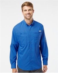 Columbia 212467 Mens PFG Tamiami II Long Sleeve Shirt - 2.4 oz. 100% Polyester Ripstop Omni-Wick Omni-Shade UPF 40 Roll-Up Sleeves | S-3X