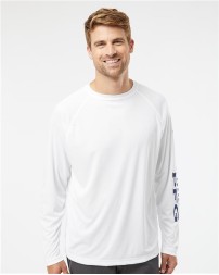 Columbia 212472 Mens PFG Terminal Tackle Long Sleeve T-Shirt - 100% Polyester Omni-Shade UPF 50 Omni-Wick Raglan Sleeves Columbia PFG Branding | S-3X