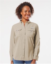Columbia 212474 Womens PFG Bahama Long Sleeve Shirt - 100% Tactel Nylon Omni-Shade UPF 50 Quick-Dry Roll-Up Sleeves Hidden Vents Rod Holder | XS-XXL