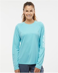 Columbia 212485 Womens PFG Tidal Tee II Long Sleeve - 100% Polyester Omni-Shade UPF 50 Omni-Wick Regular Fit Raglan Sleeves Columbia PFG Branding | S-XXL