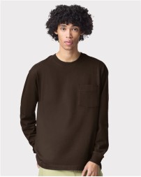 American Apparel 9410 Unisex Super Heavyweight Long Sleeve Pocket Tee – 9 oz. 80/20 Cotton/Polyester Oversize with Chest Pocket | S–3XL