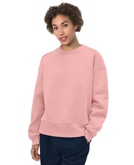 Bayside 7702 Women's USA-Made Fleece Crewneck Sweatshirt – 9.5 oz. 80/20 Cotton/Poly Dropped-Shoulder Crewneck | S–3XL