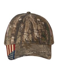 Kati LC350M Camo Woven USA Flag Mesh Cap – Unisex cap (6-panel structured mesh) | One Size Fits Most