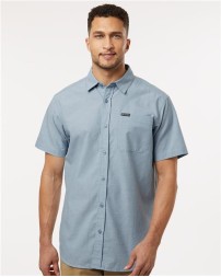 Columbia 199080 Mens Rapid Rivers Novelty Short Sleeve Shirt - 100% Cotton Diamond Dobby Chambray Button-Down | S-XXL