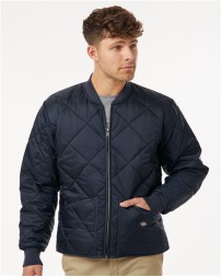Dickies 6124 Men’s Diamond Quilted Jacket – 65/35 Polyester/Cotton Shell with 100% Nylon Lining | Relaxed Fit Water-Resistant