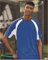 Badger 4144 Men's B-Core Hook T-Shirt – 3.5 oz. 100% Polyester Contrast Panel Athletic Tee | S–4XL