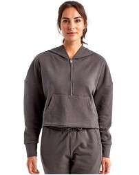 TriDri TD077 Women's Alice Half-Zip Hooded Sweatshirt – 8 oz. 60/40 Cotton/Recycled Poly Cropped Hoodie | XS–2XL