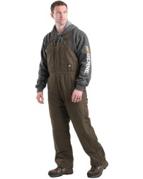 Berne Apparel B377 Men's Heartland Insulated Washed Duck Bib Overall – 12 oz. 100% Cotton Sanded Duck Shell with Heavyweight Insulation | Two-Way Brass Zipper, Insulated High Back