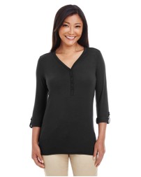 Devon & Jones DP186W Perfect Fit™ Y-Placket Convertible Sleeve Knit Top – Women’s 5 oz. Cotton/Modal/Spandex | XS–3XL