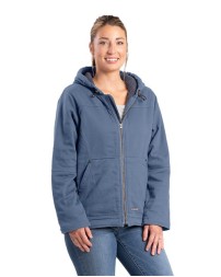 Berne Apparel WHJ48 Women's Sherpa-Lined Twill Hooded Jacket – 7.2 oz. 98/2 Cotton/Lycra Twill Shell with Heavyweight Sherpa Body | Women's Stretch Twill Work Jacket
