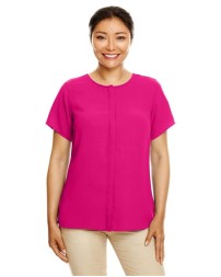 Devon & Jones DP612W Perfect Fit™ Crepe Blouse – Women’s 4.6 oz. 100% Polyester Crepe Short-Sleeve Blouse | XS–3XL