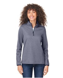 CORE365 CE73W Women's Venture Heathered Stripe Quarter-Zip Pullover – 8 oz. 100% Polyester | XS–3XL