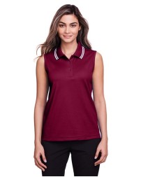 Devon & Jones DG20SW Women's CrownLux Performance® Plaited Tipped Sleeveless Polo – 5.1 oz. 61% Poly/39% Cotton | XS–3XL